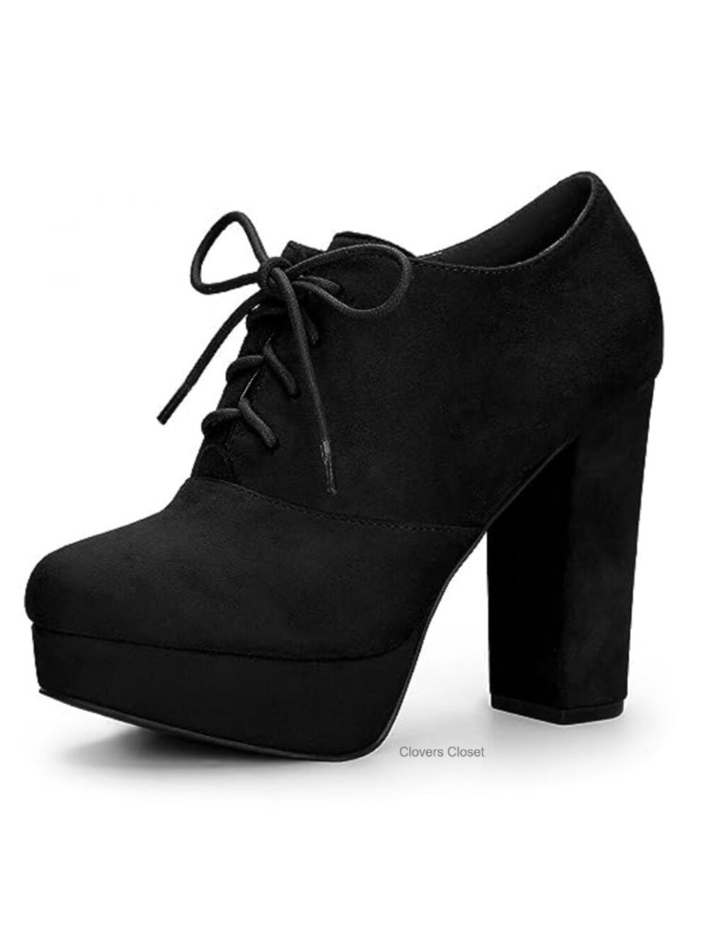Faux Suede Platform Chunky Heel Lace Up Booties Ankle Boots